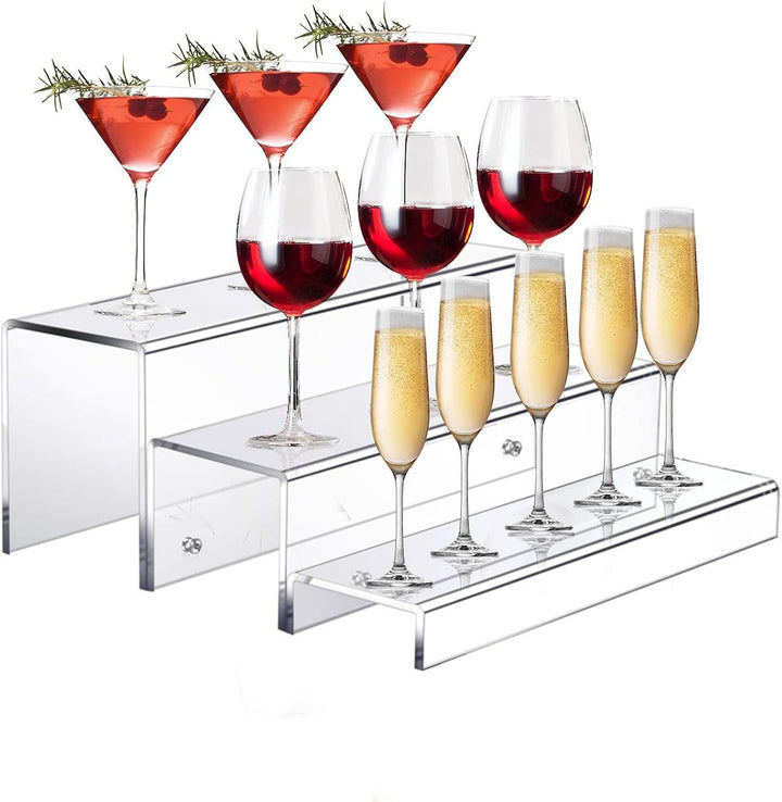 Liquor Bottles, 3-Tier Acrylic Liquor Display Stand, Liquor Bottle Riser Shelf, Wine Bottle Display