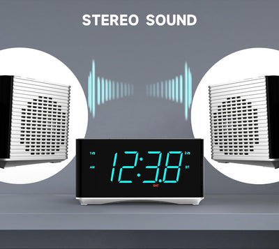 iTOMA Radiowecker，Bluetooth Stereo Lautsprecher, FM Radio, Dual Wecker, Snooze, Helligkeitsdimmer, U
