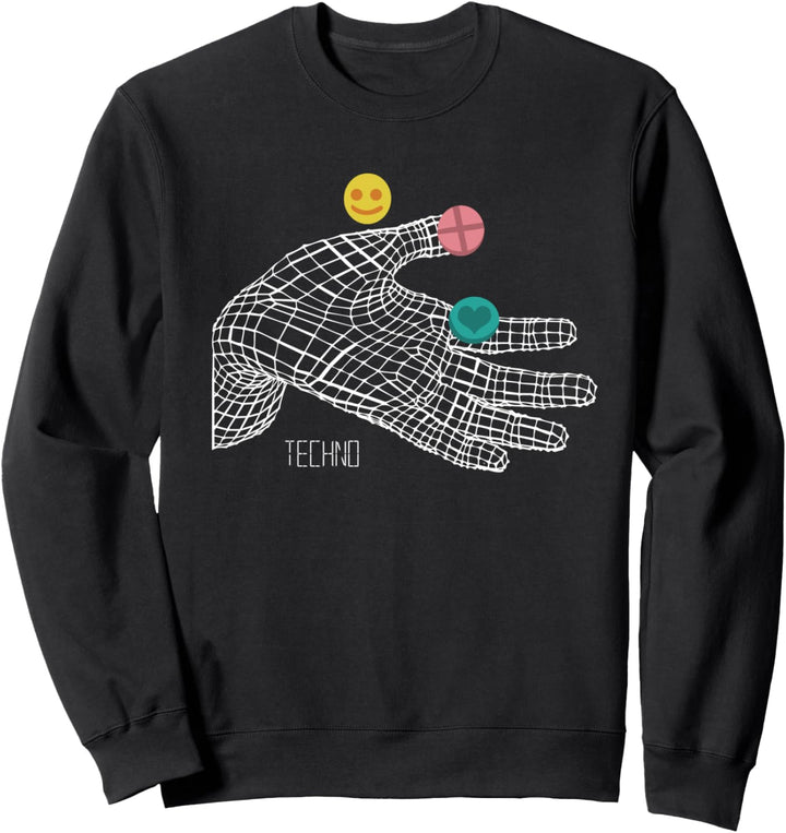ACID TECHNO - Geometrische Hand - Techno Sweatshirt