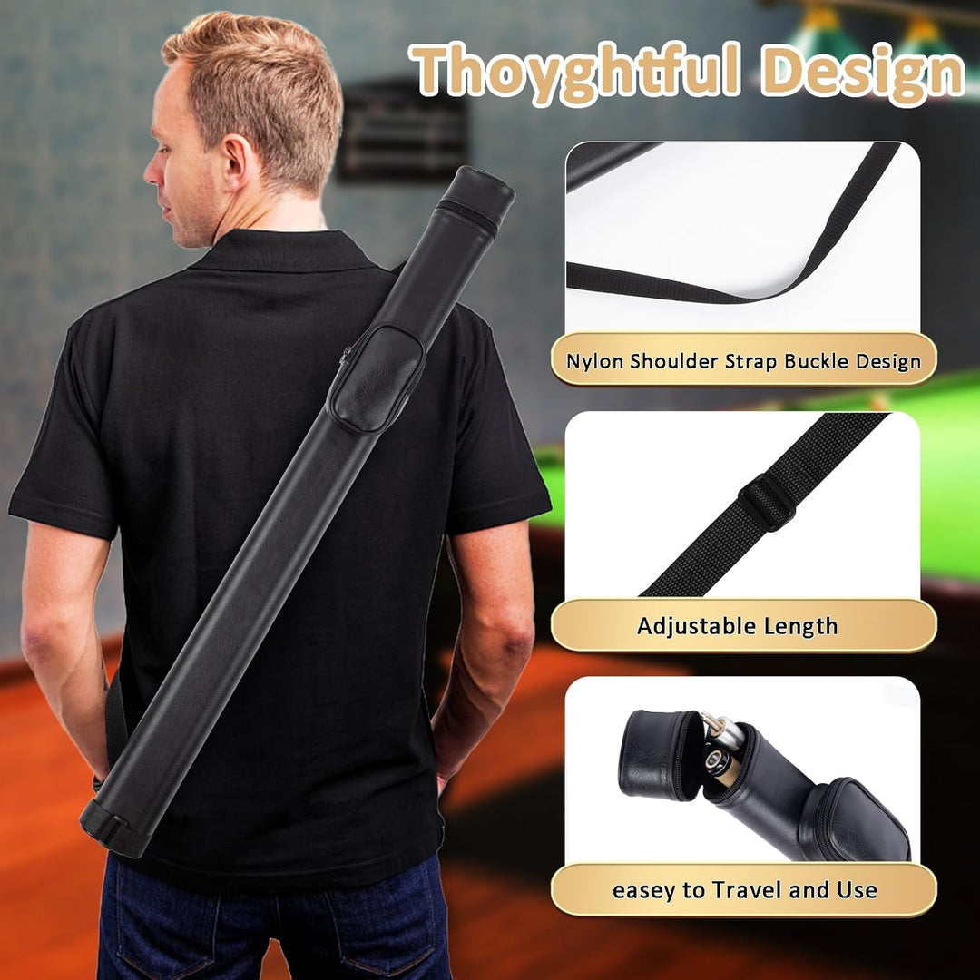 Billard-Queue-Koffer, 2 Löcher Pool-Queue-Tasche Mit Aussentasche Und Verstellbarem Riemen,1X1 Billa