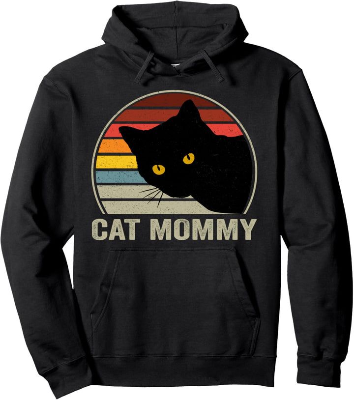 Cat Mommy Vintage 80er Jahre Style Katze Retro für Damen, Katzenmutter Pullover Hoodie