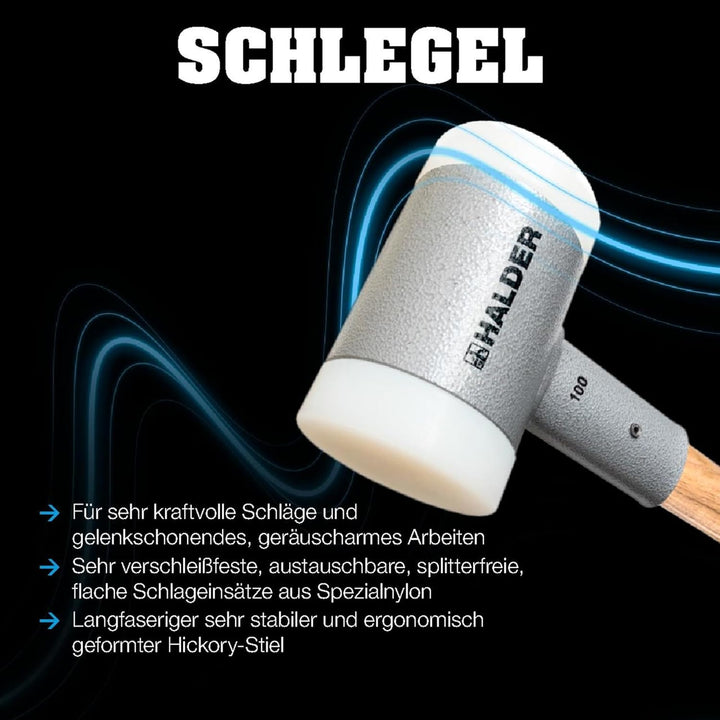 Schlegel, mit schwingungsdämpfendem, ergonomisch geformtem und lackiertem Hickorystiel | D=80 mm/Gew