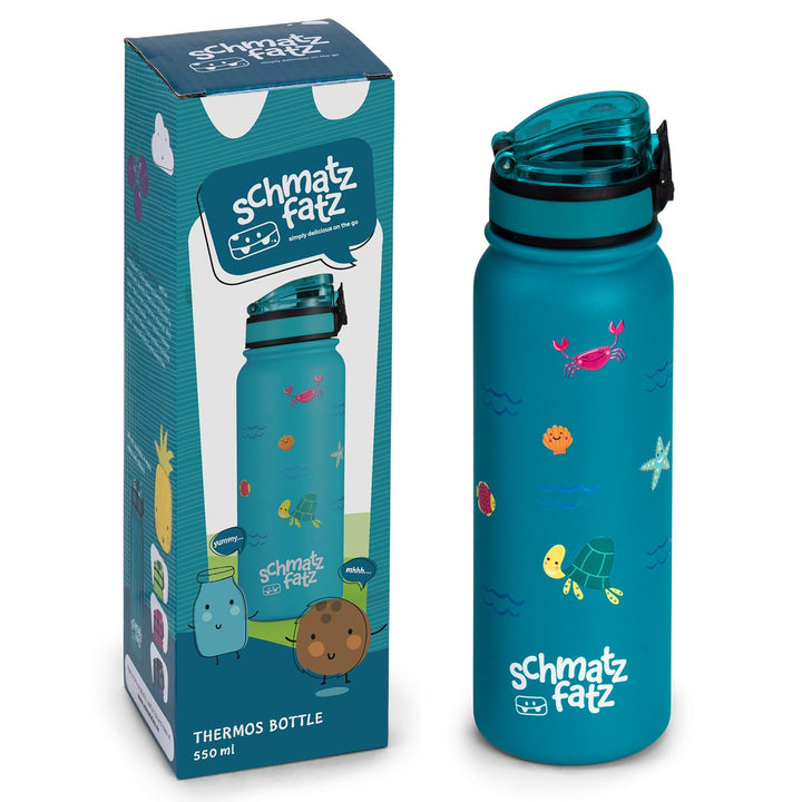 schmatzfatz Trinkflasche Kinder Auslaufsicher, 550ml Edelstahl-Trinkflasche für Schule & Kindergarte