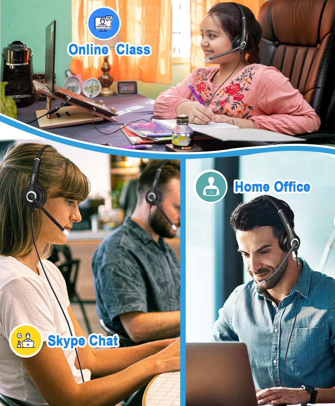 Headset Handy 3,5mm Klinke mit Mikrofon Noise Cancelling, PC Kopfhörer für Laptop Computer iPhone Sa