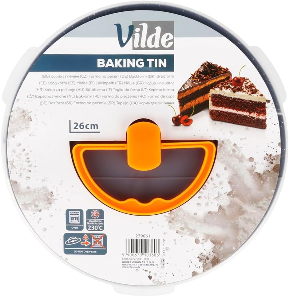 Vilde Backform Rund aus Karbonstahl mit Granitbeschichtung 26 cm mit Deckel - Antihaft Kuchenform fü