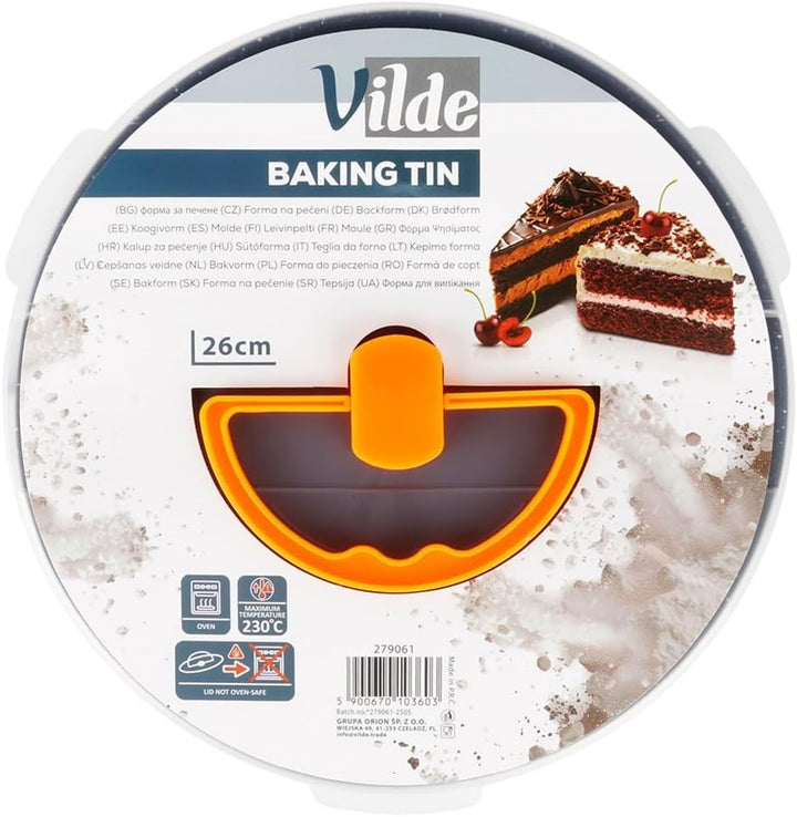 Vilde Backform Rund aus Karbonstahl mit Granitbeschichtung 26 cm mit Deckel - Antihaft Kuchenform fü