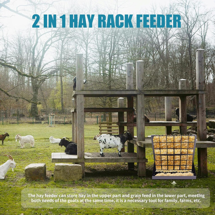 Grosses Heuraufe für Schafe und Ziegen 2 In 1 Hay & Grain/Salt Feeder Hängende Futterraufe Schafe mi