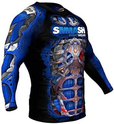 SMMASH Funktionsshirt Herren Rashguard Langarm Sportshirt MMA Thaibox Muay Thai Kickboxen Atmungsakt