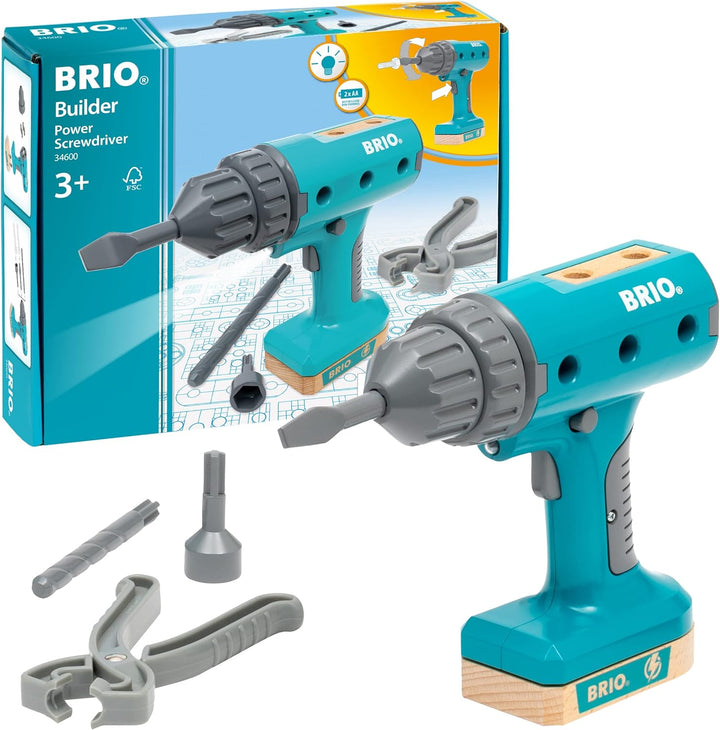 BRIO Builder - 34600 Builder Akkuschrauber - Entwicklungsförderndes Rollenspiel- & Konstruktionsspie