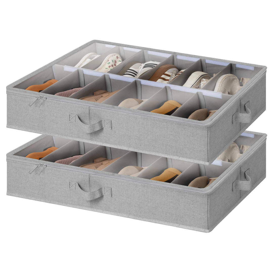 StorageWorks Unterbett Aufbewahrungsbox, Stoff Unter Schuhaufbewahrung mit transparentem Deckel, für