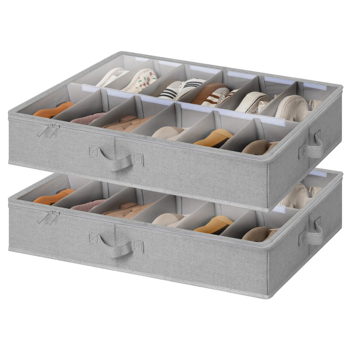 StorageWorks Unterbett Aufbewahrungsbox, Stoff Unter Schuhaufbewahrung mit transparentem Deckel, für