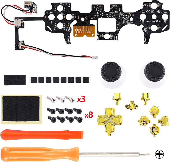 eXtremeRate DTF LED Kit für ps5 Controller BDM-030/040, Ersatz leucht D-Pad Thumbstick Share/Option/