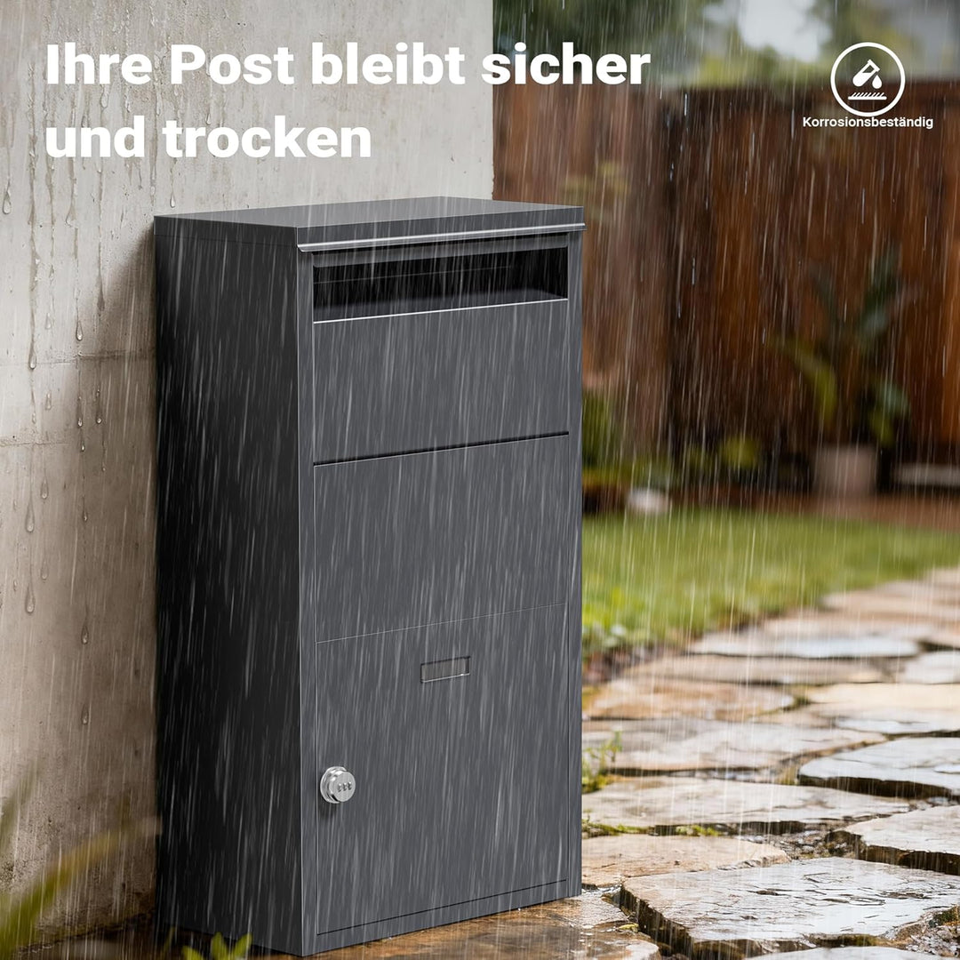 Wiltec Paketkasten grau 410 x 220 x 750 mm, Paketbox Zuhause, Private Paketannahme passend für Paket