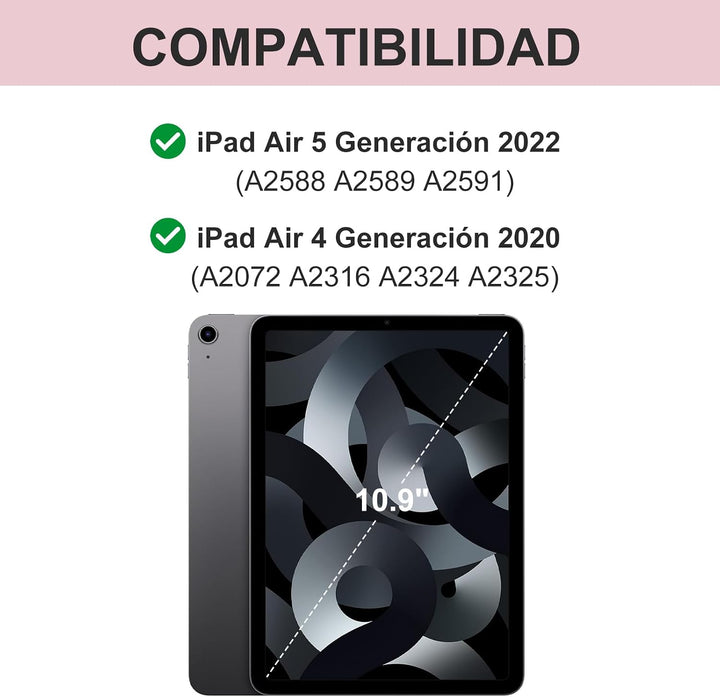 Tastatur für iPad Air 5/4 Generation, 27,6 cm (10,9 Zoll), Hülle mit Tastatur für iPad Air 5/4, Rosa