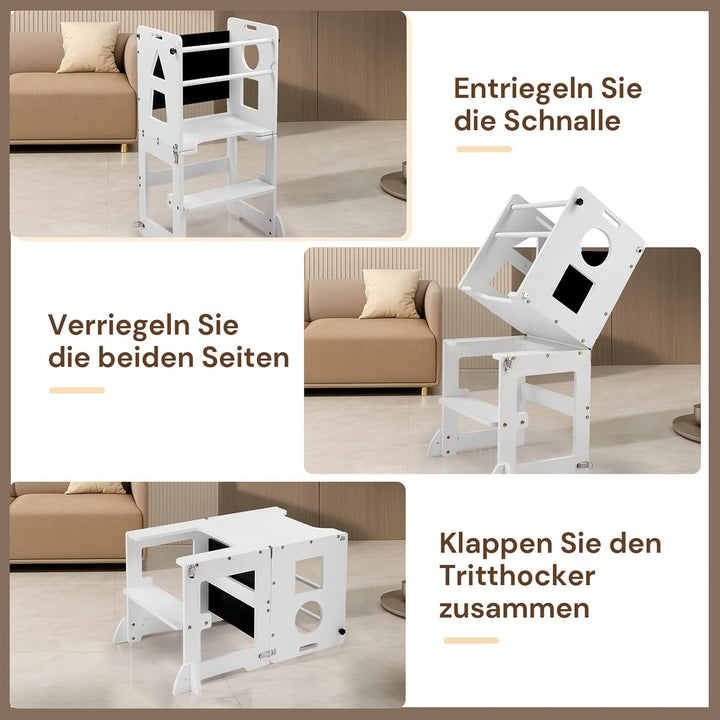 LEADZM Lernturm ab 1 Jahr，Lernturm Klappbar，Montessori Spielzeug ab 1 Jahr，Learning Tower，für Küche