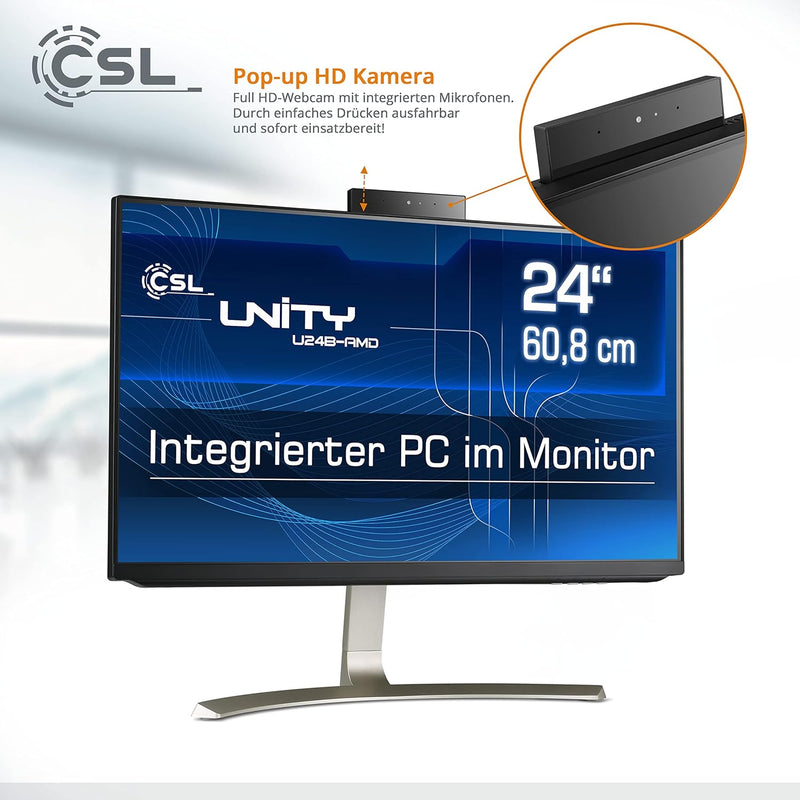 All-in-One-PC CSL Unity U24B-AMD, 60,5 cm (23,8 Zoll, 1920x1080 Full HD) - Leistungsstarker AIO (AMD