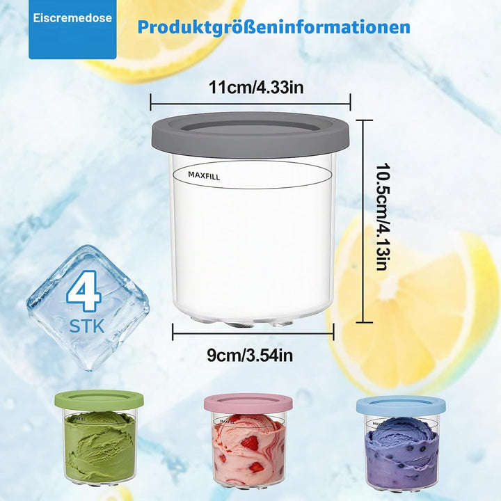 4 PCS Creamy Behälter für Ninja Creami NC300EU NC301EU, Ninja Creami Eismaschine Becher Zubehör mit