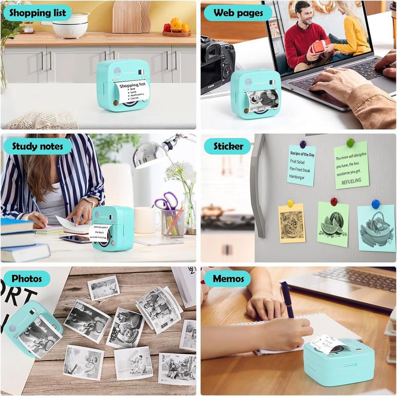 Mini Drucker, Mobiler Fotodrucker, Tragbarer Mini Fotodrucker, Smartphone Drucker, Handy Drucker mit