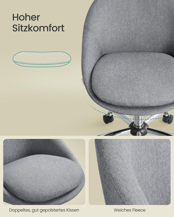 SONGMICS Homeoffice-Stuhl, Schminkstuhl aus Baumwoll-Leinen-Mischgewebe, Schreibtischstuhl, Schaumst