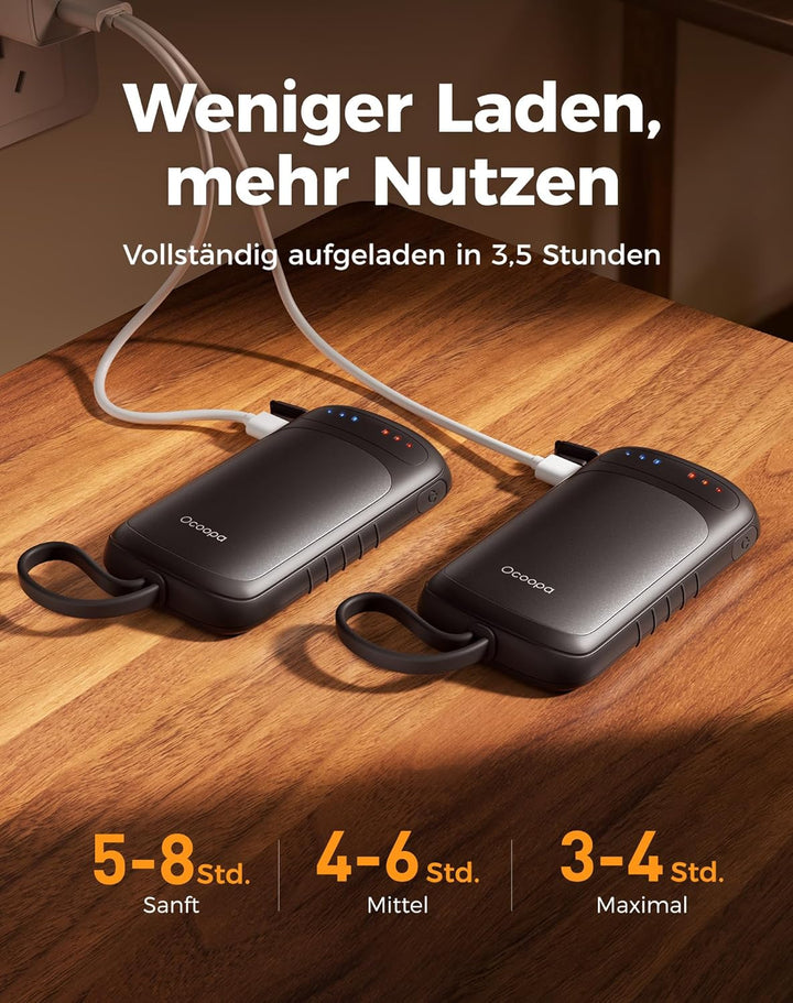 OCOOPA Handwärmer Elektrisch, Beidseitige Erwärmung, 2s Sofortwärme, 8 Std. Laufzeit, 67g leicht, Wi