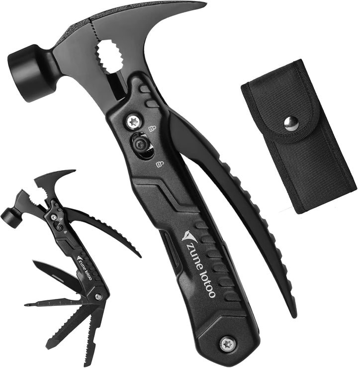 Zune Lotoo Multitool Camping Hammer, 14 in 1 Tragbares Multitool Werkzeug aus Edelstahl, Survival Mu