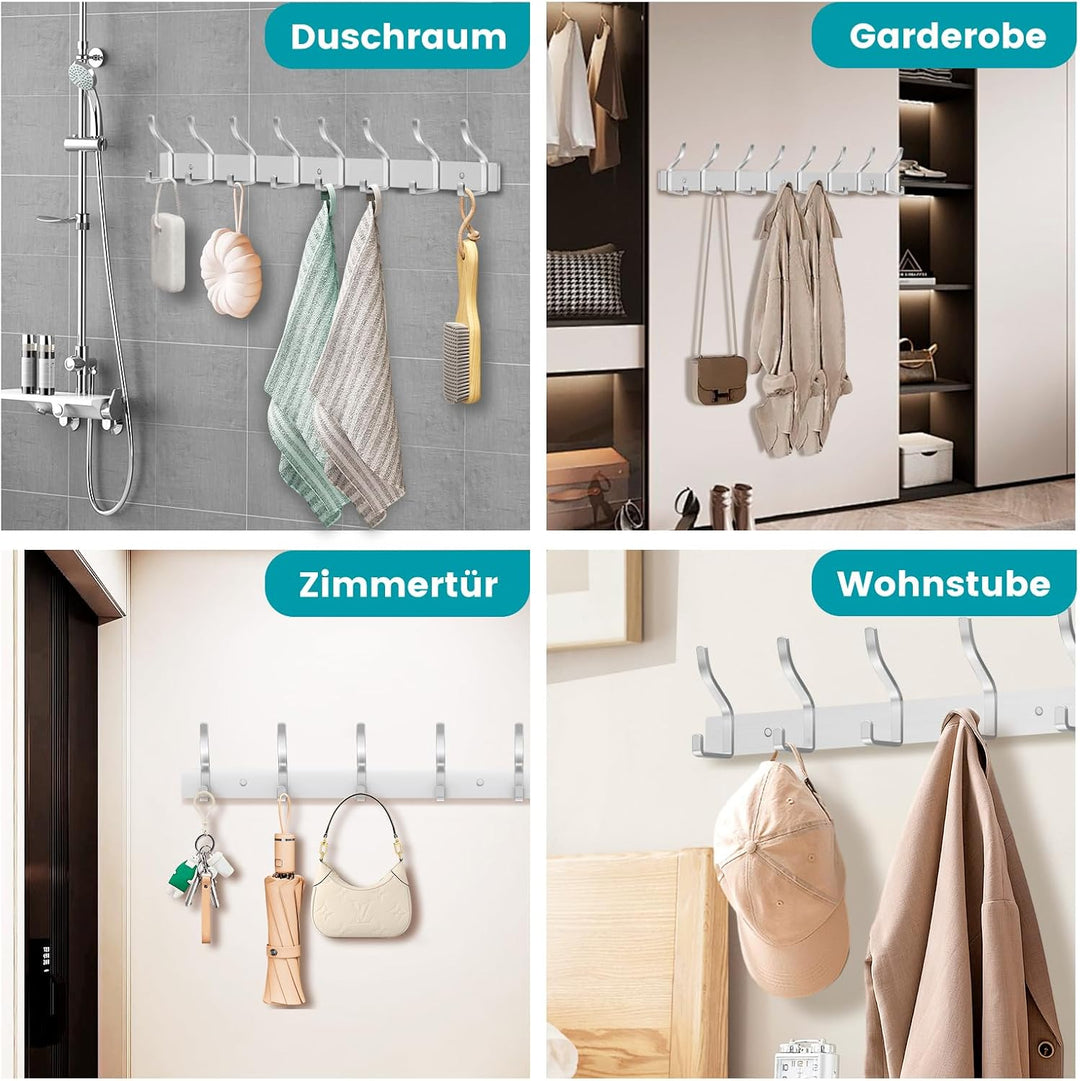 Garderobenhaken Edelstahl Hakenleiste Garderobe Garderobenleiste Silber Kleiderhaken Wand mit 8 Hake