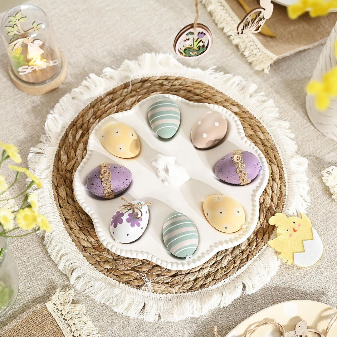 Valery Madelyn 12er Ostereier zum Aufhängen für Osterdeko,6cm Modern Plastikeier für Ostern Deko,Vio