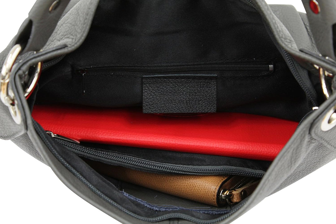 AMBRA Moda Damen echt Ledertasche Handtasche Schultertasche Beutel Shopper Umhängtasche GL012 Gelb,