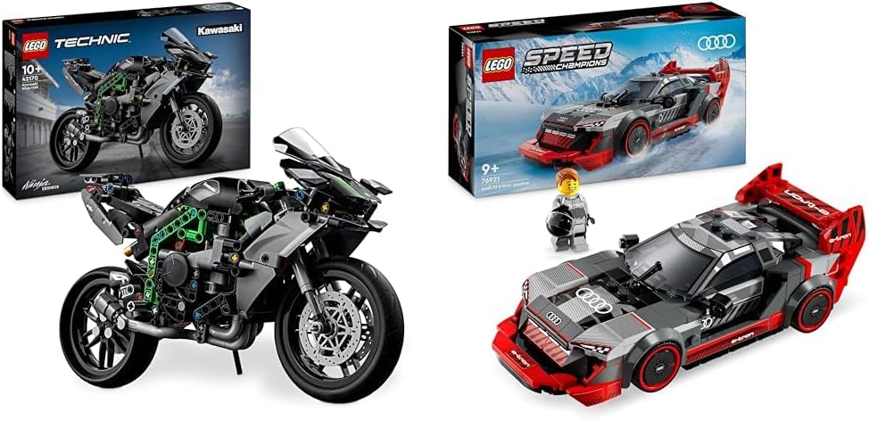 LEGO Technic Kawasaki Ninja H2R Motorrad, Geschenk für Kinder & Erwachsene & Speed Champions Audi S1