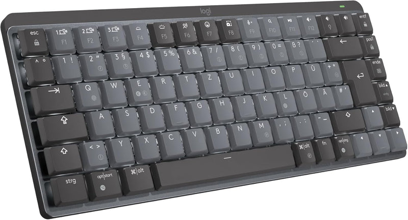 Logitech MX Mechanische kabellose Mini-Tastatur mit Beleuchtung, Taktile leise Tasten, Hintergrundbe