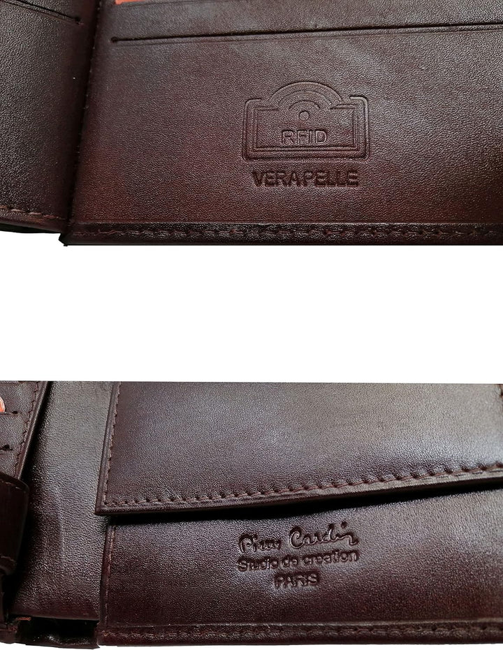 Pierre Cardin Geldbörse für Herren, echtes Leder, Slim, Herren, kleines dünnes Rfid, Geschenk, Brief