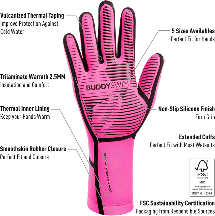 Buddyswim 2,5 mm Dicke Neoprenhandschuhe für das Freiwasserschwimmen. Kälteisolierende Handschuhe au