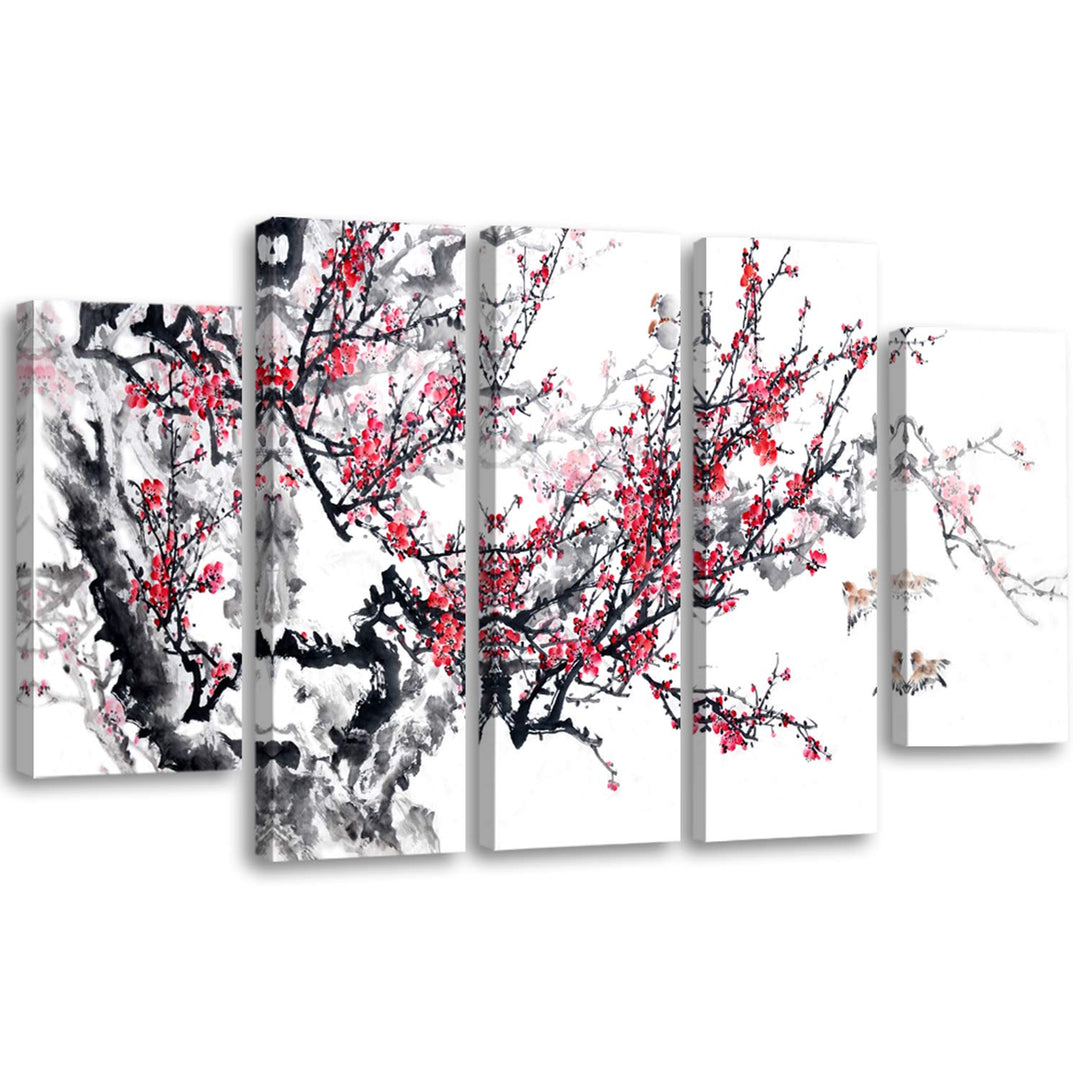 Feeby. Leinwandbild - 5 Teile - Bilder, Wand Bild, Wandbilder, Kunstdruck XXL, 5-Teilig, (JAPANISCHE