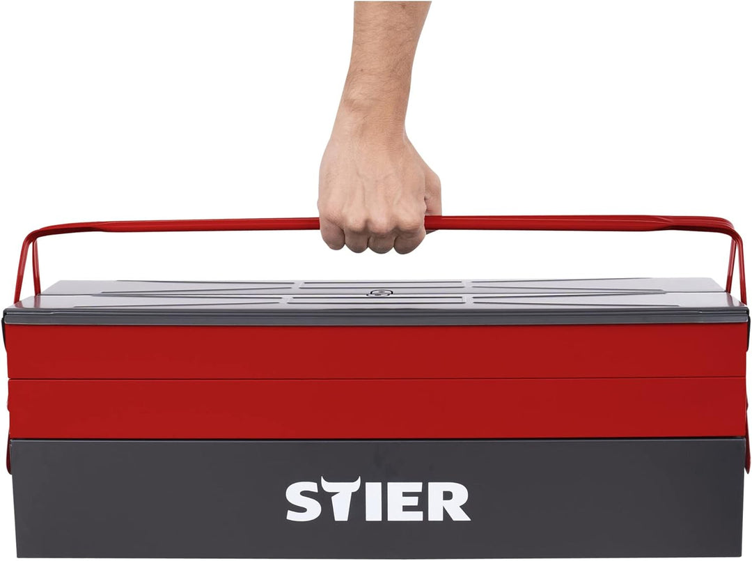 STIER Werkzeugkasten leer, sehr robust und wiederstandsfähig, aus hochwertigem Stahlblech, 600x190x2