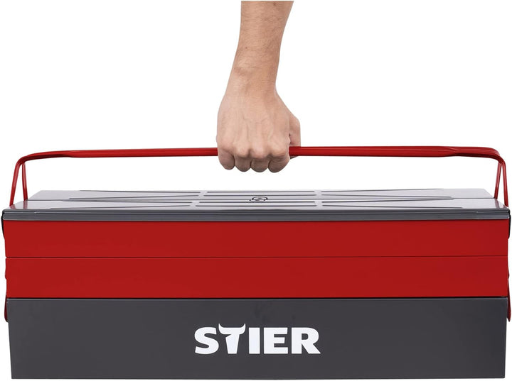 STIER Werkzeugkasten leer, sehr robust und wiederstandsfähig, aus hochwertigem Stahlblech, 600x190x2
