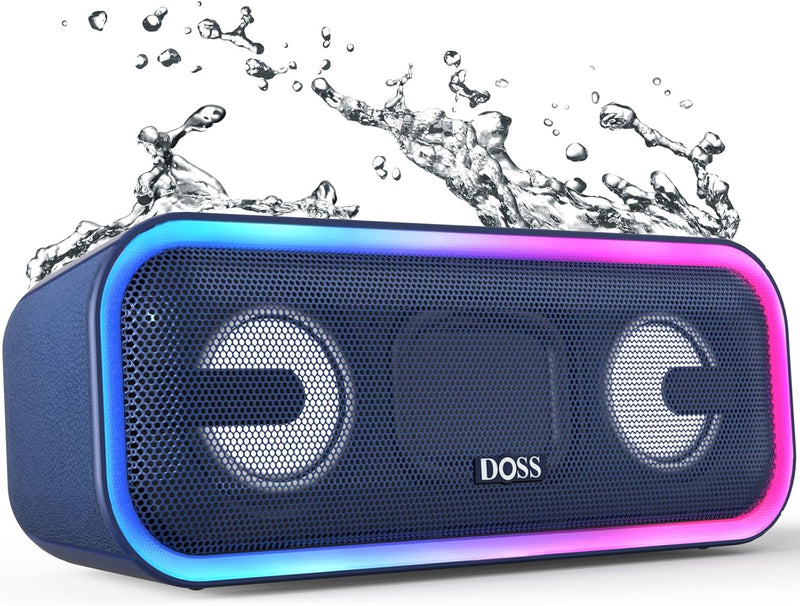 DOSS SoundBox Pro+ Bluetooth Lautsprecher mit IPX6 Wasserdicht, 24W Dualen Bass-Treibern, Stereo-Pai