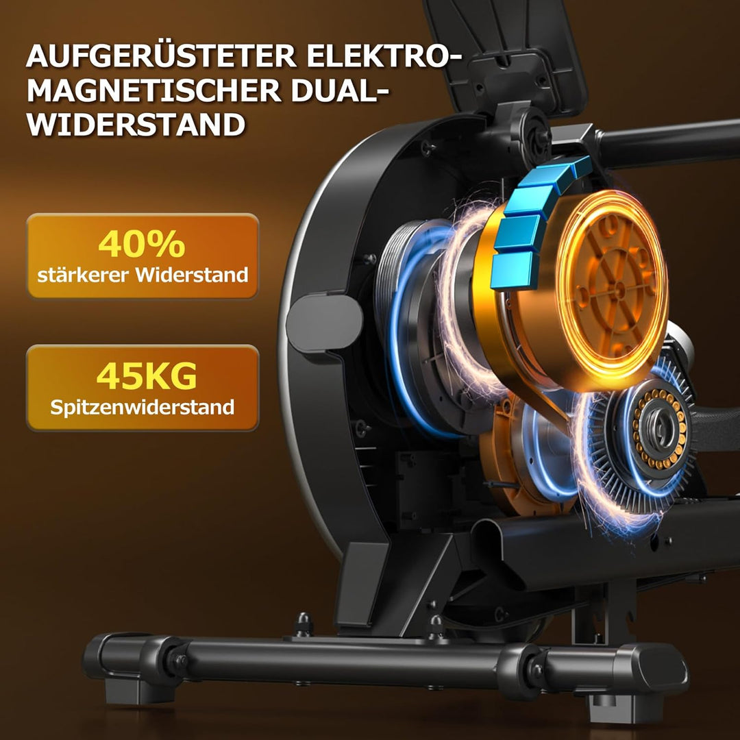 [2026 Neu] Rudergerät für Zuhause, DMASUN Magnetisches Rudergerät mit Upgrade Doppel-Slide-Rails, AP