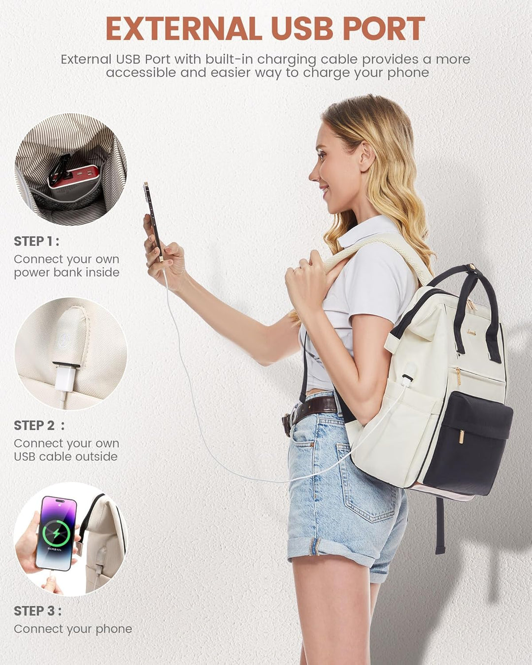 LOVEVOOK Rucksack Damen, 17 Zoll Laptop Arbeitstasche Reiserucksack Schulrucksack Gross, Wasserdicht