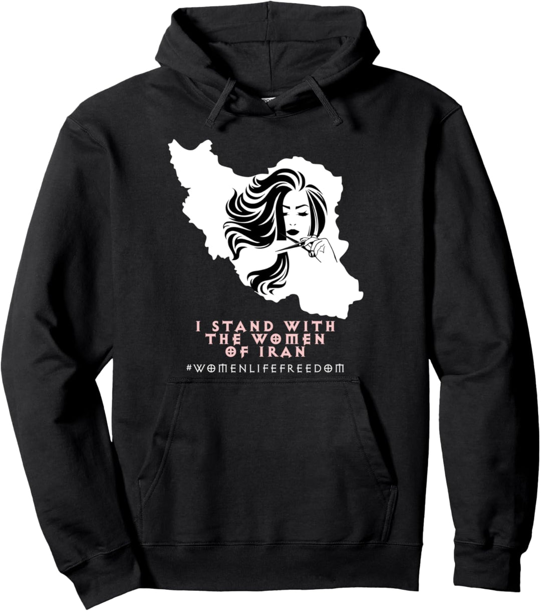 Iran Karte, Ich stehe mit Frauen des Iran, Iranische Frau Haarschnitt Pullover Hoodie