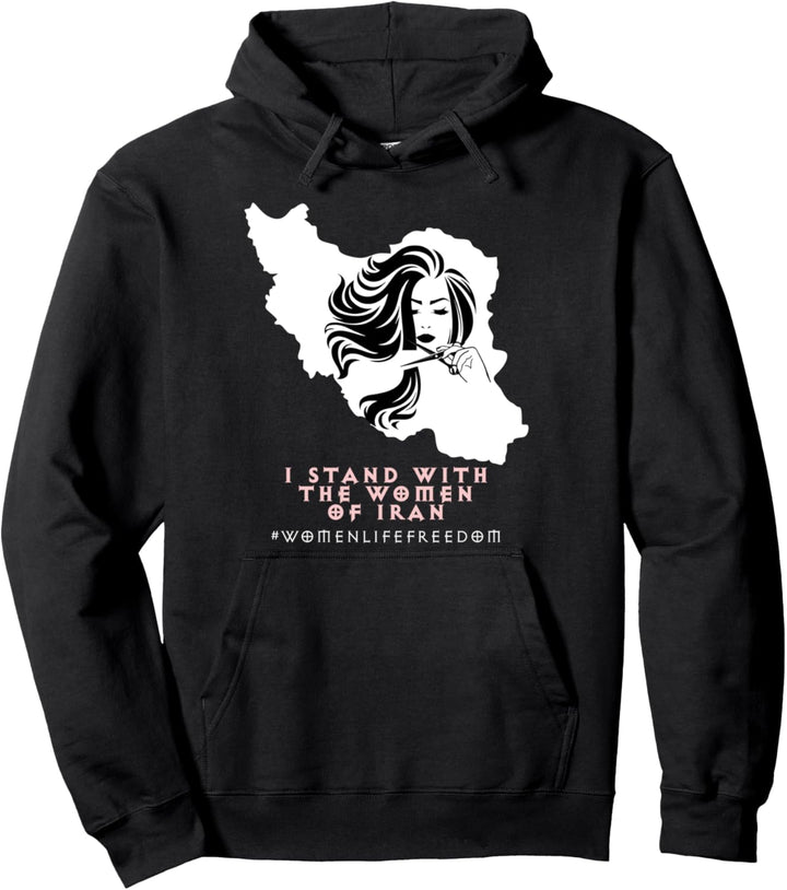 Iran Karte, Ich stehe mit Frauen des Iran, Iranische Frau Haarschnitt Pullover Hoodie