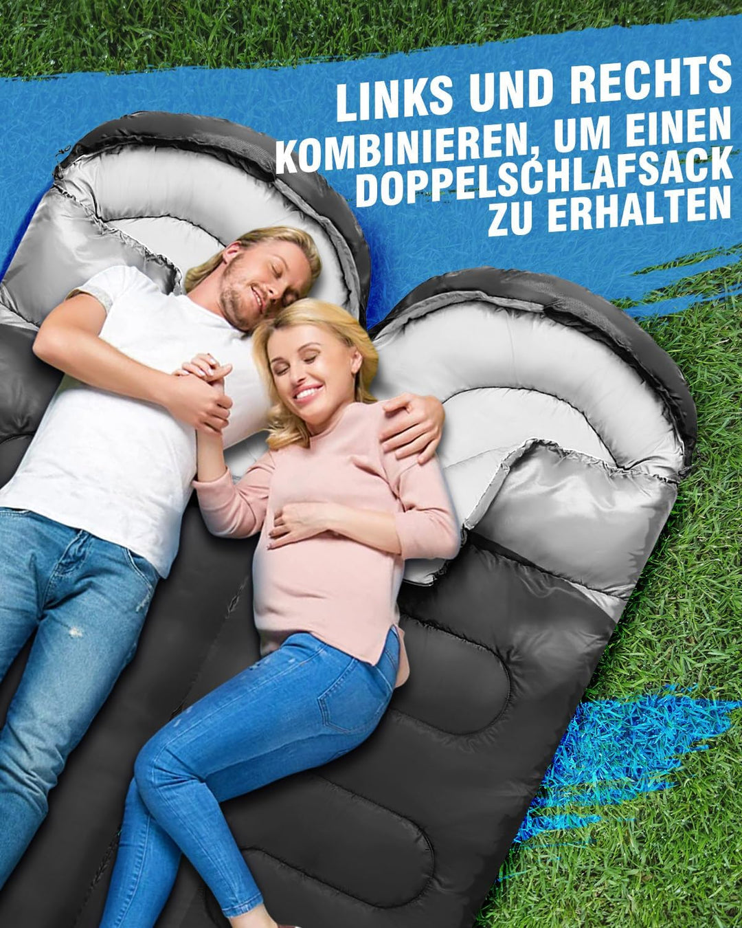 Schlafsack 3-4 Jahreszeiten, Outdoor Wasserdicht Ultraleicht Deckenschlafsack mit Innentasche für Er