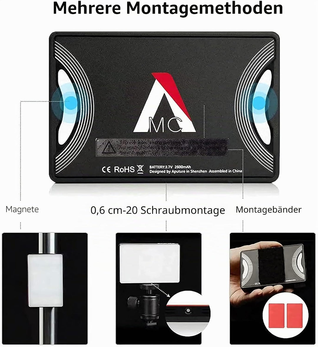 Aputure MC RGBWW-Filmlicht mit vollständiger HSI-Farbsteuerung und einem CCT-Bereich von 3200K-6500K