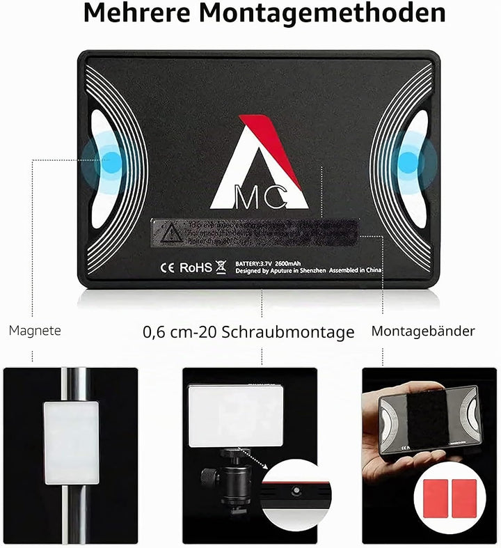 Aputure MC RGBWW-Filmlicht mit vollständiger HSI-Farbsteuerung und einem CCT-Bereich von 3200K-6500K