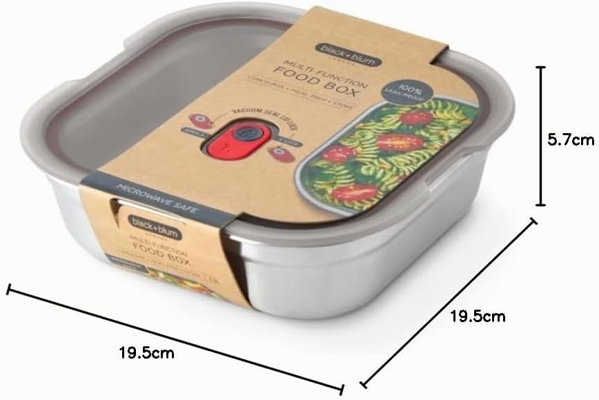 BLACK + BLUM Multifunktions Lunchbox Edelstahl 1,1 L | 100% auslaufsichere Meal Prep Boxen mit Vakuu