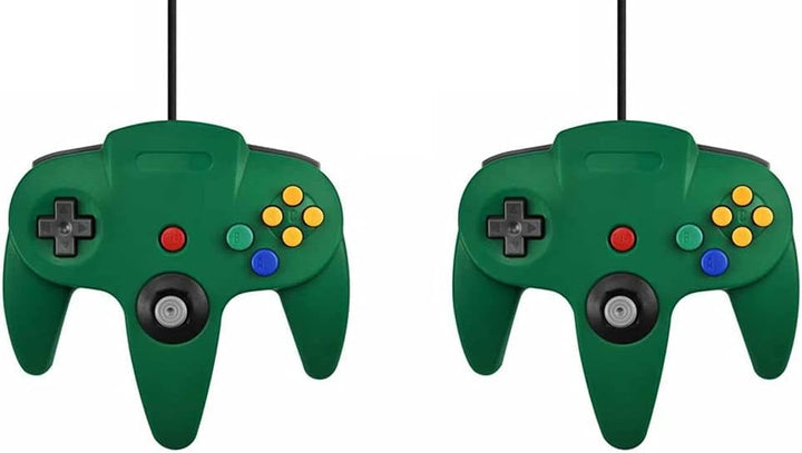 2 Controller Für Nintendo 64 N64 Farbe nach Wahl Kabelgebunden Gamepad Joypad (2X Grün), 2x Grü