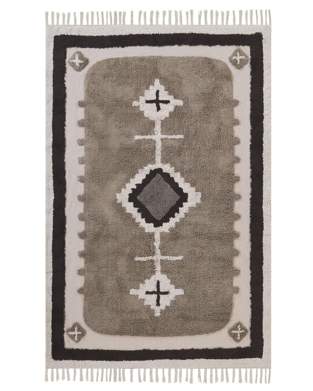 Teppich Baumwolle beige / braun geometrisches Muster Fransen 160 x 230 cm Geyve