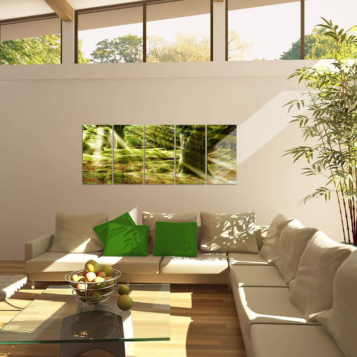 Runa Art Bild Wald Landschaft Wandbilder auf Vlies Leinwand 5 Teilig Wanddekoration Schlafzimmer Woh
