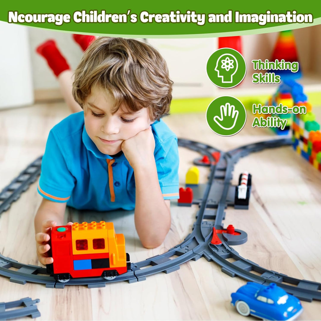 Bausteine Zug Schienen Set, 32PCS Spielzeug Eisenbahnschienen, City Eisenbahn Schienen, Bestehend au