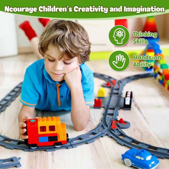 Bausteine Zug Schienen Set, 32PCS Spielzeug Eisenbahnschienen, City Eisenbahn Schienen, Bestehend au