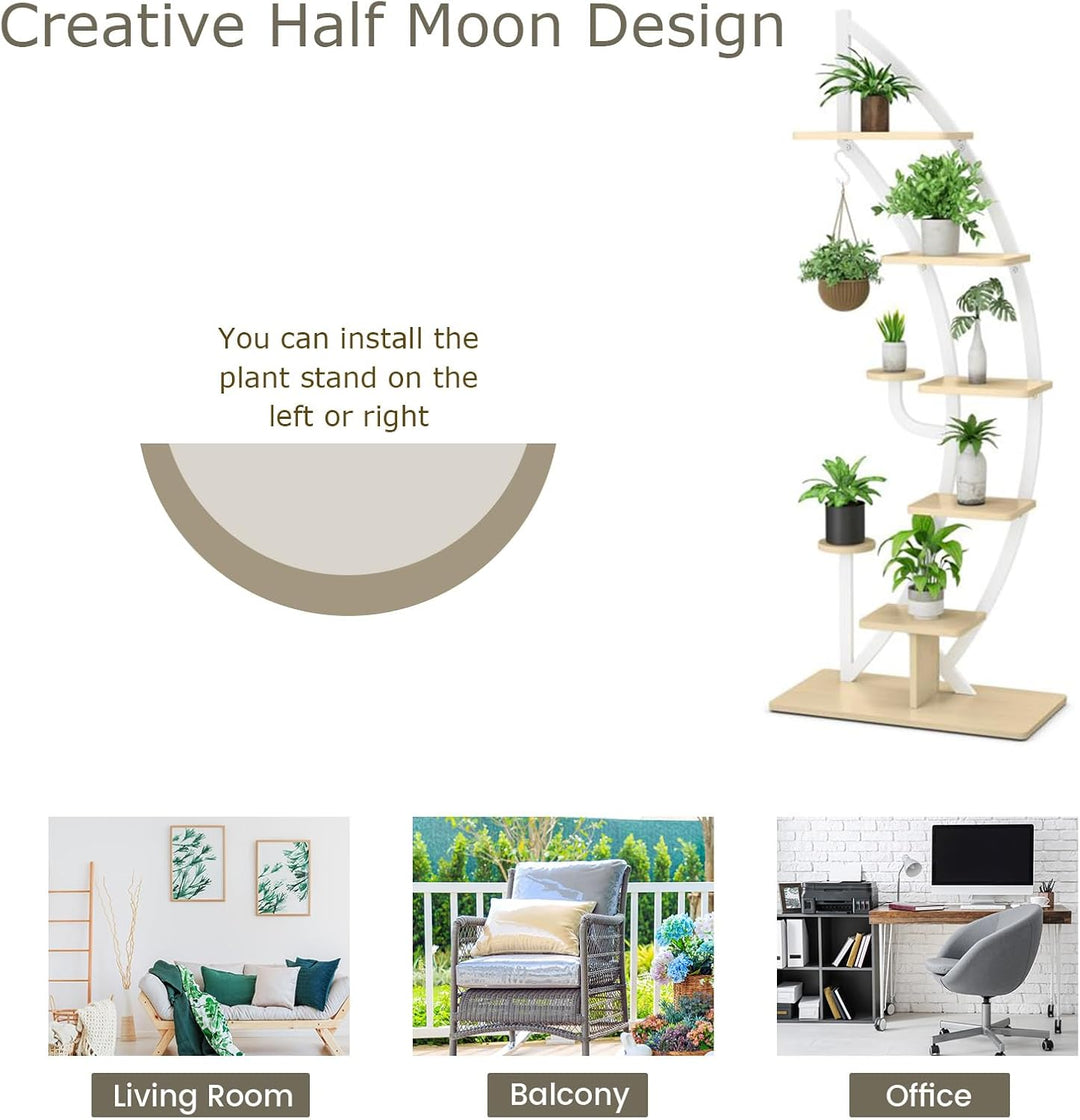 KOMFOTTEU 5-Stöckiger Pflanzenständer, Metall-Blumenständer, Pflanzentreppe mit Kippschutz, Blumentr